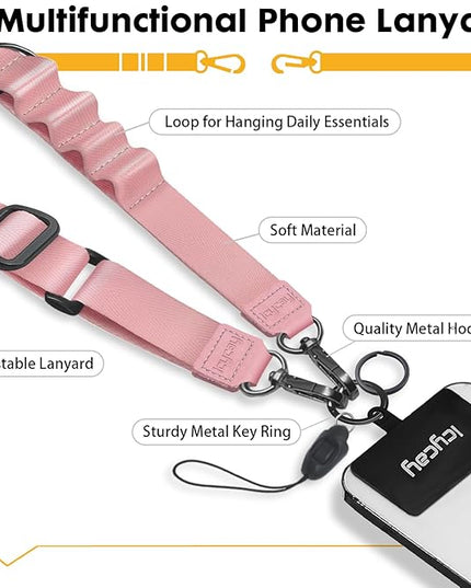 Phone Lanyard Crossbody, Cell Phone Strap for Around The Neck Adjustable, Cute Lanyard for iPhone Case ID Holder Keys Accessories Travel Essential