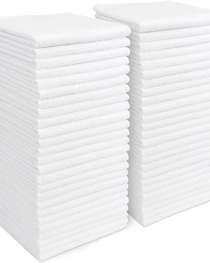 AIDEA Microfiber Cleaning Cloth White 50PK, Cleaning Rags, Lint Free Microfiber Towels, Kitchen Towels Dusting Cloth, Wash Cloths, Dish Rags White, 11.5"x 11.5"