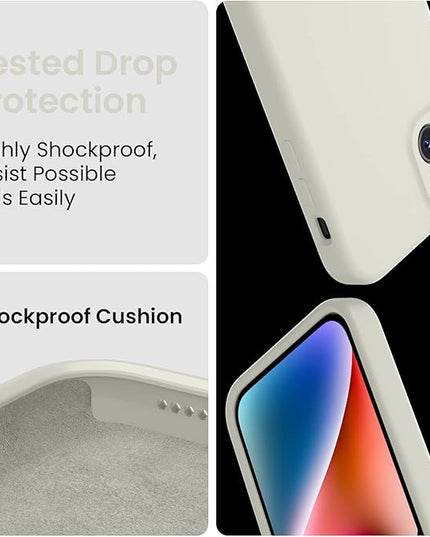 FireNova Designed for iPhone 13 Case, Silicone Upgraded [Camera Protection] Phone Case with [2 Screen Protectors], Soft Anti-Scratch Microfiber Lining Inside, 6.1 inch, Stone