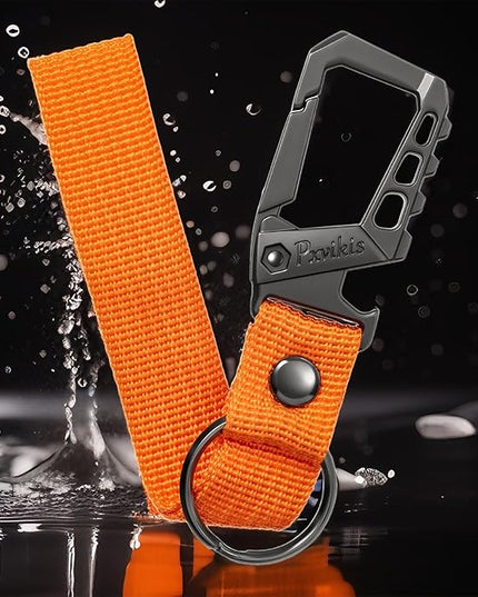 Metal heavy duty key chain carabiner clip bottle opener wrist lanyard ring car key fob unisex for men and women