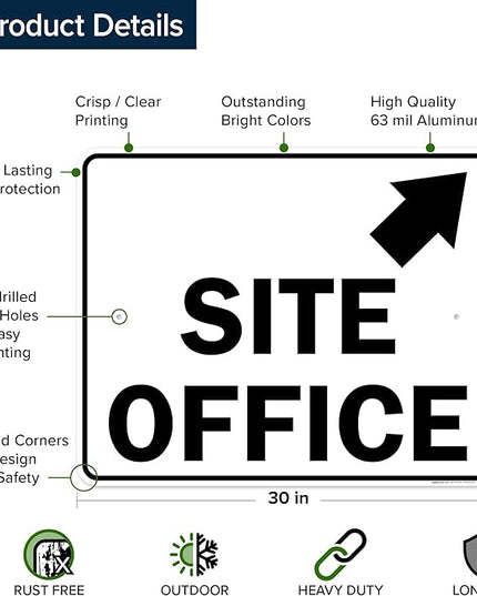 Site Office Up Right Arrow Sign, 24x30 Inches, Rust Free .063 Aluminum, Fade Resistant, Made in USA by My Sign Center