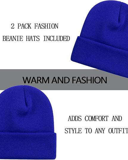 ZOORON 1&2 Pack Beanie for Men Women Slouchy Beanie Hats Winter Knit Caps Soft Ski Hat Unisex