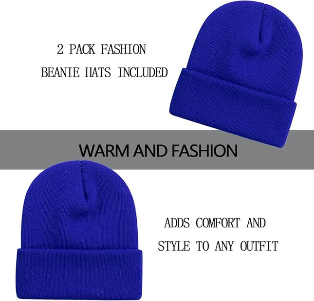 ZOORON 1&2 Pack Beanie for Men Women Slouchy Beanie Hats Winter Knit Caps Soft Ski Hat Unisex