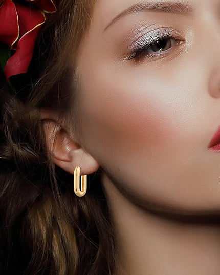 9 Pairs Gold Chunky Hoop Earrings Set for Women, 14K Gold Plated Twisted Huggie Hoop Earring Hypoallergenic, Lightweight Thick Open Hoops Earrings Jewelry Gifts.