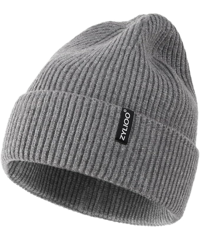 Zylioo Oversize Beanie Hats, XXL Big Size Ribbed Knit Cuffed Winter Hat for Cold Weather, Warm Skull Watch Cap