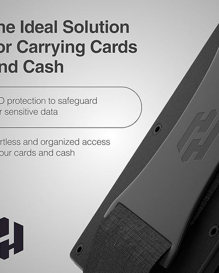 Hayvenhurst Wallet For Men - Reinvented Design Men's Wallet - Slim, Minimalistic & Seamless, Blocks RFID Scanners with a Cash Strap (Black)