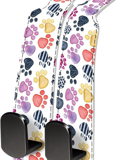 Car Seat Headrest Hook, Universal Leather Cute Hanger Holder Hook, Storage Organizer Interior Accessories for Purse Bags Handbag Cute Colorful Dog Paws