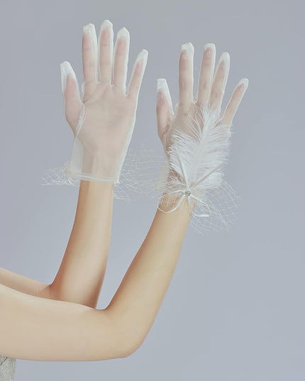 Sahabowi Satin Gloves Formal Bridal Banquet Party Wedding Opera Solid Colorful Mitten For Women