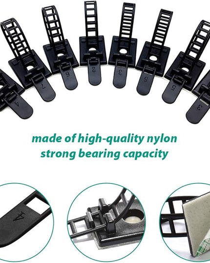 50 Pieces Cable Management Desk Wire Organizer Cable Ties Zip Ties Adhesive Cord Clips Cord Keeper Desk Wire Management