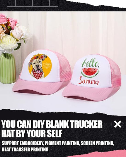 10 Pcs Sublimation Blank Trucker Hats Bulk Mesh Baseball Cap Polyester Mesh Trucker Hat for Men and Women