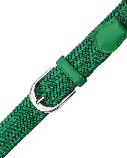 Falari Men Women Multicolored Elastic Stretch Braided Belt Canvas Fabric Woven No Holes Belt