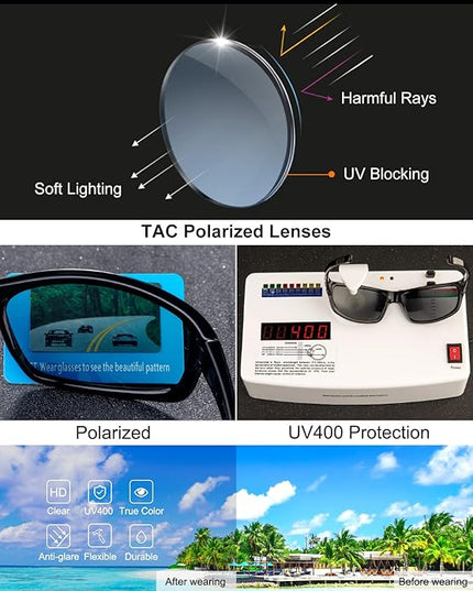 BEALER Polarized Sports Sunglasses for Men Lightweight TR90 Frame Sun Glasses Driving Cycling Fishing UV Protection Shades