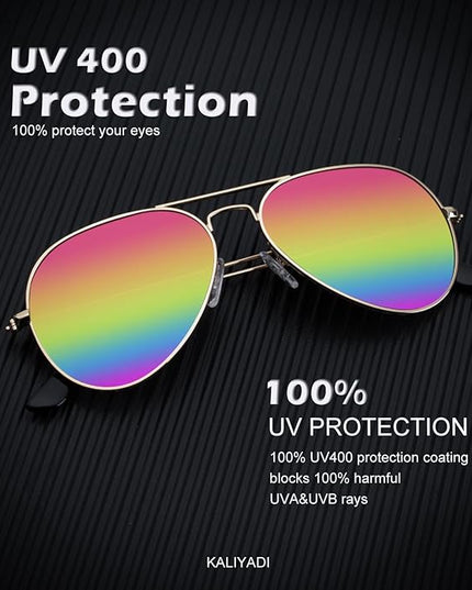 KALIYADI Classic Aviator Sunglasses for Men Women Driving Sun glasses Polarized Lens UV Blocking