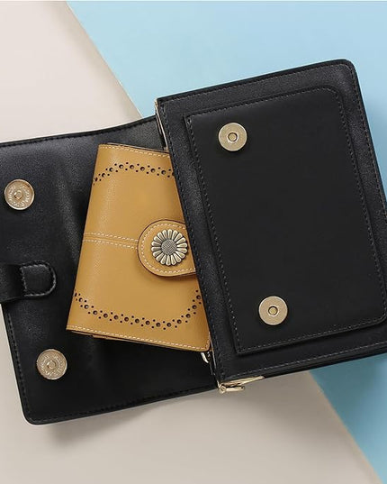 SENDEFN Small Womens Wallet Leather Bifold Card Holder RFID Blocking with Zipper Coin Pocket
