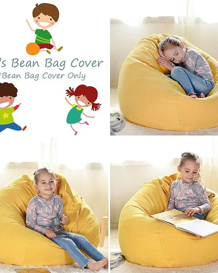 YuppieLifeKids Storage Bean Bag Cover（No Filling）Candy-Colored/Toy Organizer|Carrying Handle Sofa|Available for Kids and Teenager|Cuddle Chair|Machine Washable and Durable（27'',Ginger）
