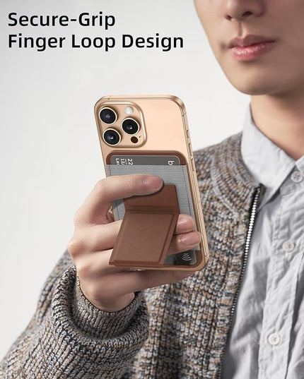 Magsafe Wallet with Angle Adjustable Stand, Magnetic Card Holder for iPhone 16/15/14/13/12 Series (Not for iPhone Mini), 1 Slot, 6 Cards, Brown