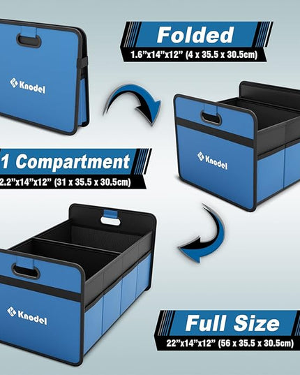 K KNODEL Car Trunk Organizer, Foldable Organizer for Car, Automotive Consoles & Organizers, Storage with Reinforced Handles (Medium, Blue)