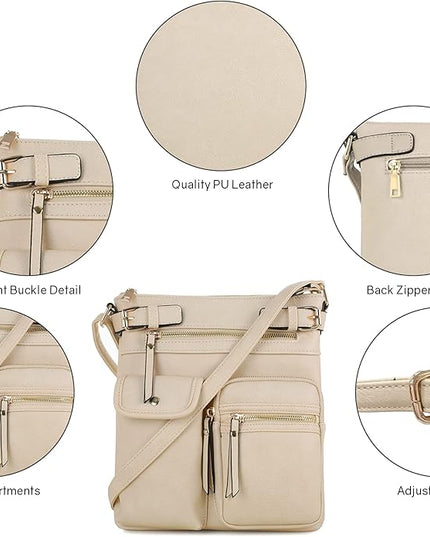 SG SUGU Katie Lightweight Medium Crossbody Bag Shoulder Bag with Multi Pocket for Women