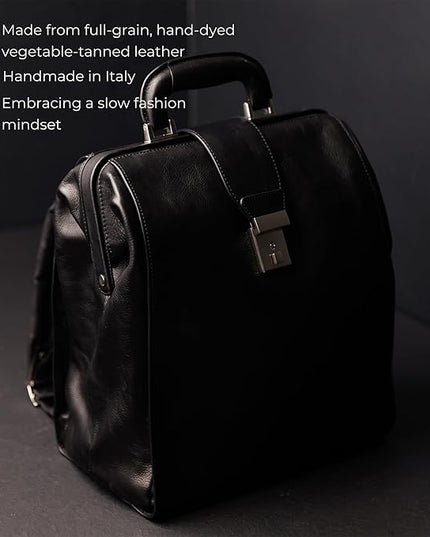 Time Resistance Leather Backpack for Men and Women - Business Rucksack Laptop Bag (Black)