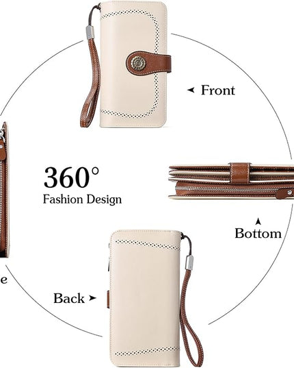 BOSTANTEN Leather Wallet for Women RFID Blocking Zip Around Credit Cards Holder Phone Clutch