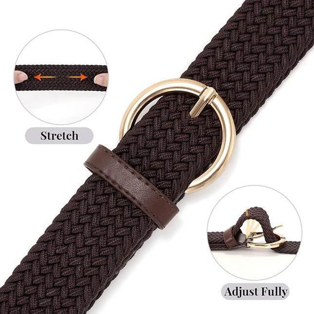 JASGOOD Women Men Braided Woven Elastic Stretch Belt Golf Canvas Casual Belt for Jeans Pants