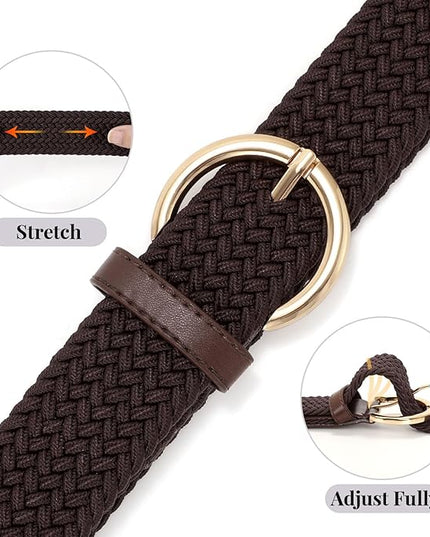 JASGOOD Women Men Braided Woven Elastic Stretch Belt Golf Canvas Casual Belt for Jeans Pants