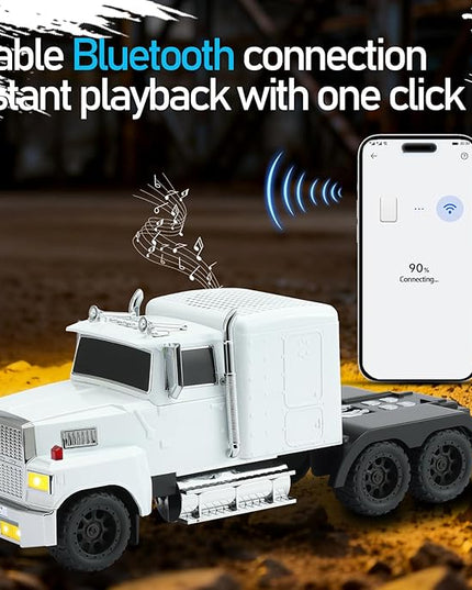 American Truck Bluetooth Speaker with HD Sound, TWS Pairing, LED Party Light, Operation Panel, Built-in Mic, Portable Car Model Speaker for Parties, Beach, Outdoor Activities (White)
