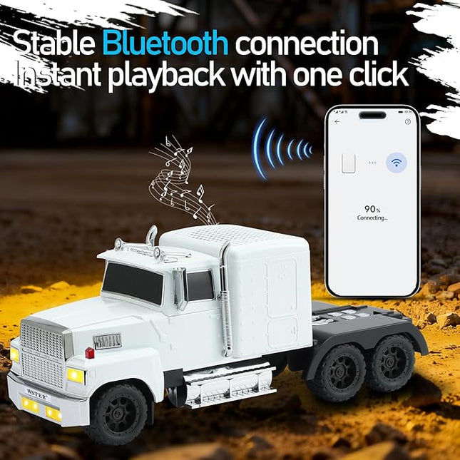 American Truck Bluetooth Speaker with HD Sound, TWS Pairing, LED Party Light, Operation Panel, Built-in Mic, Portable Car Model Speaker for Parties, Beach, Outdoor Activities (White)