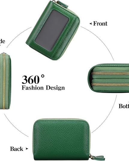 GOIACII Small Genuine Leather Wallet for Women, RFID Blocking Credit Card Holder Wallet