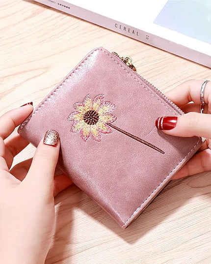 AOXONEL Girls Wallet Small Bifold Womens Wallets Rfid,Compact Female Cute Mini Zipper Coin Card Purse for Teen Girl Kids (Pink)