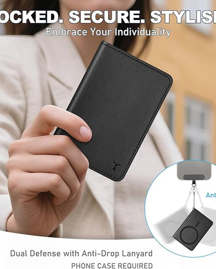 TUCCH for Magsafe Wallet with 6 Card Holders, RFID Blocking [Clear ID Window] PU Leather Men Women Folio Magnetic Phone Wallet for iPhone 17/16/15/14/13/12/Plus/Air/Pro/Pro Max Series, Black