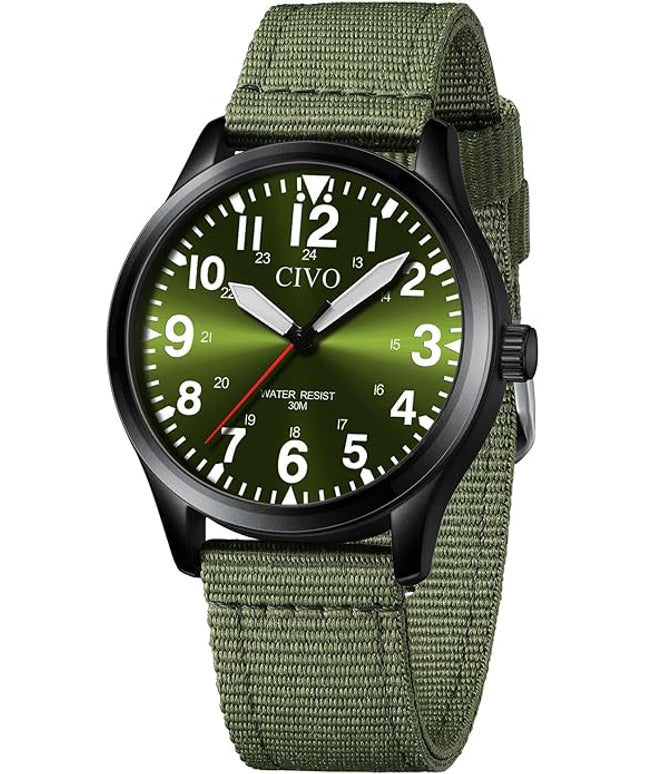 CIVO Analog Wrist Watches for Men: Waterproof Stainless Steel Mens Watches - Silver Watch with Easy Read Dial Men's Watch for Gift