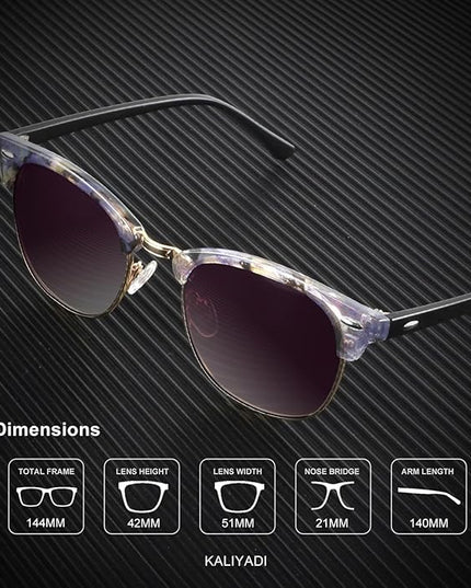 KALIYADI Polarized Sunglasses for Men and Women Semi-Rimless Frame Driving Sun glasses UV Blocking