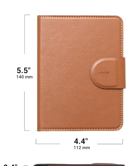 LHiDS Leatherette Passport Holder with RFID Protection, Premium PU Leather, Snap Button Closure, Travel Passport Wallet Cover for Passport, Boarding Passes, Business Cards, Cash (Classic Brown)