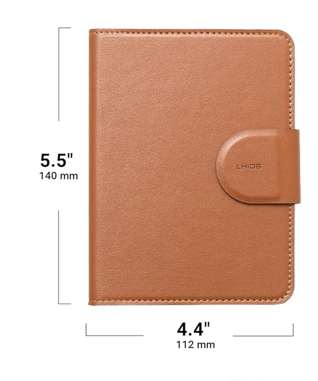 LHiDS Leatherette Passport Holder with RFID Protection, Premium PU Leather, Snap Button Closure, Travel Passport Wallet Cover for Passport, Boarding Passes, Business Cards, Cash (Classic Brown)