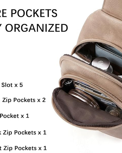 BOSTANTEN Small Sling Bag for Women Leather Crossbody Bags Fanny Pack Chest Bag for Travel