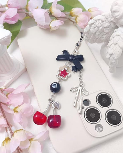 1-4PCS Cute Phone Charms Aesthetic Y2K Cell Phone Charms Strap Pink Strawberry Butterfly Star PhoneCharm Y2K Accessories for Bag Keychain Airpods Camera Pendants Decor