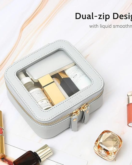 Aveniee Mini Clear Makeup Bag, Small Cosmetic Bags Travel Toiletry Pouch Organizer, TSA Approved Make up Case with Zipper, Car Bag for Essentials,Blue