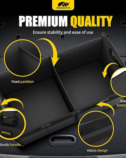 MIKKUPPA Car Trunk Organizer - 70L Collapsible Trunk Organizer for Groceries, Car Storage Organizers for SUV Auto Truck Van with Non Slip Bottom (Black)