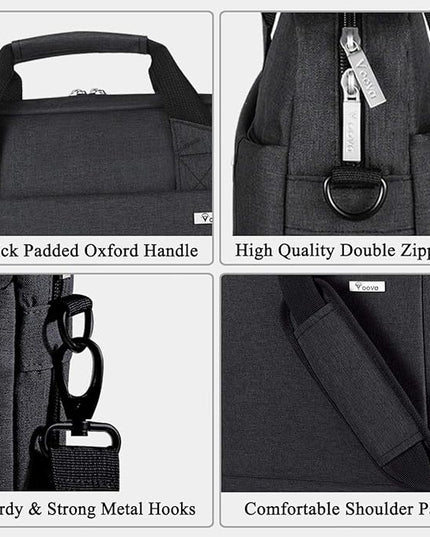 Voova Laptop Bag Case 17 17.3 Inch Computer Sleeve Messenger Bag with Shoulder Strap Expandable Waterproof Large Capacity Business Briefcase for Work Travel Fit 17-18” Laptop, Men Women, Black