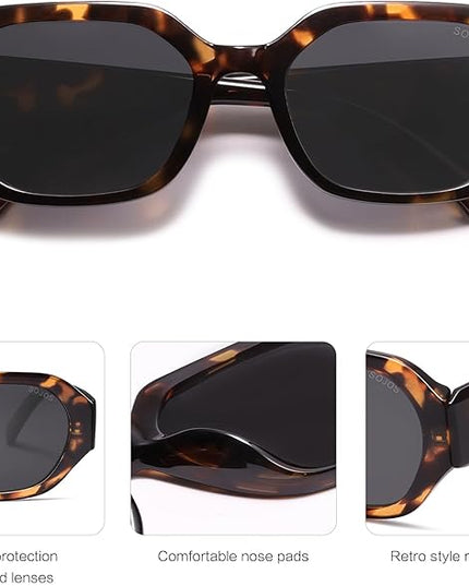 SOJOS Polarized Sunglasses For Women Retro Rectangle Womens Sun Glasses Trendy Narrow Square 90s Shades SJ2232