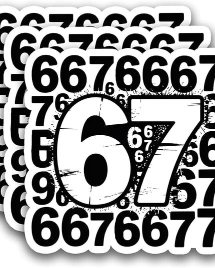(3Pcs) Six Seven 67 Meme Stickers Funny Gen Alpha Slang 6 7 Numbers Vinyl Decals Waterproof for Water Bottle, Tumbler, Phone Case, Laptop, Scrapbooking, 3" x 3"