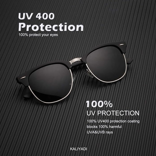 KALIYADI Polarized Sunglasses for Men and Women Semi-Rimless Frame Driving Sun glasses UV Blocking