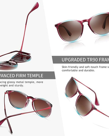 SUNGAIT Premium Vintage Round Sunglasses for Women Men Classic Retro Trendy Style