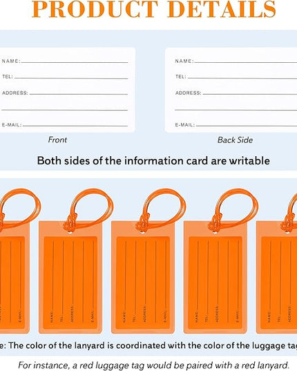 50 Pack Luggage Tags for Suitcases, Airplane Travel Essentials for Flying, International Travel Must Haves, and Luggage Accessories by Sodsay