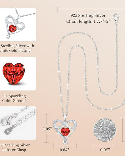 925 Sterling Silver Infinity Necklace - Exquisite Silver Jewelry for Women, Love Heart Necklace for Birthday, Anniversary, Valentine’s Day - Ideal Gift for Girlfriend, Wife, Mom, or Her