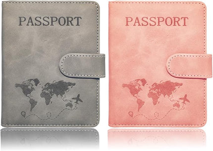 Passport Holder for Travel Essentials, 2 Pack Rfid Passport Cover for Women Men