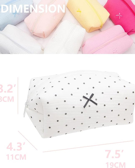 PAZIMIIK Cozy Makeup Bag Small Aesthetic Travel Zipper Cosmetic Pouch for Women Make Up Beauty Accessories Brushes,Polka Dot