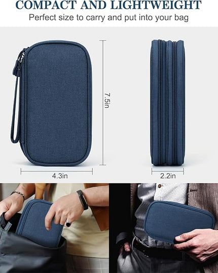FYY Electronic Organizer, Travel Cable Organizer Bag Pouch Accessories Carry Case Portable Waterproof Double Layers All-in-One Storage for Cable, Cord, Charger, Phone, Earphone Navy