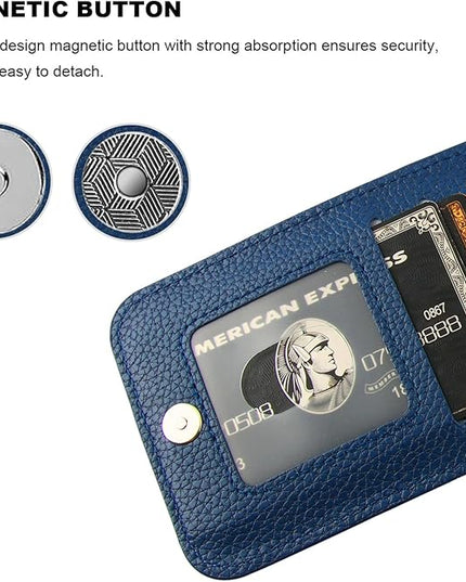 KIHUWEY Compatible with iPhone 13 Pro Max Case Wallet with Credit Card Holder, Premium Leather Magnetic Clasp Kickstand Heavy Duty Protective Cover for iPhone 13 Pro Max 6.7 Inch (Lichee Blue)